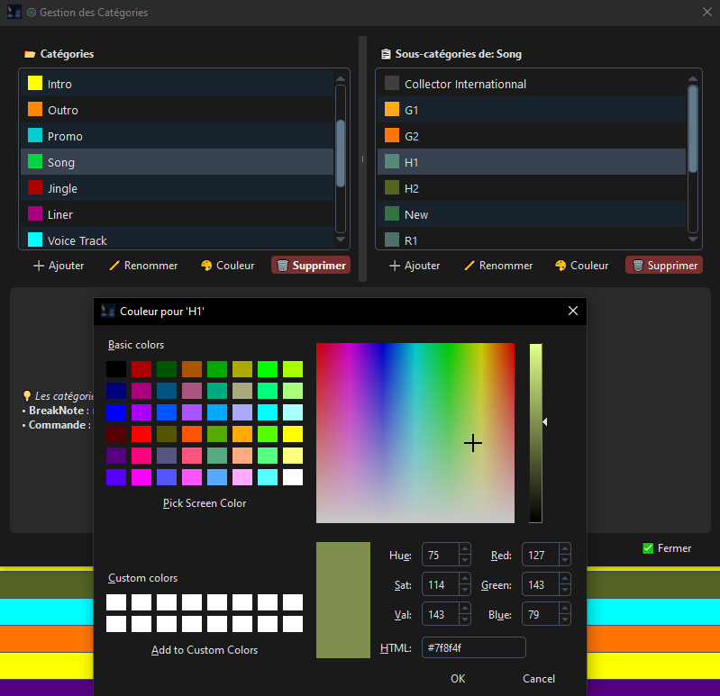 Gestionnaire de catégories Onyx