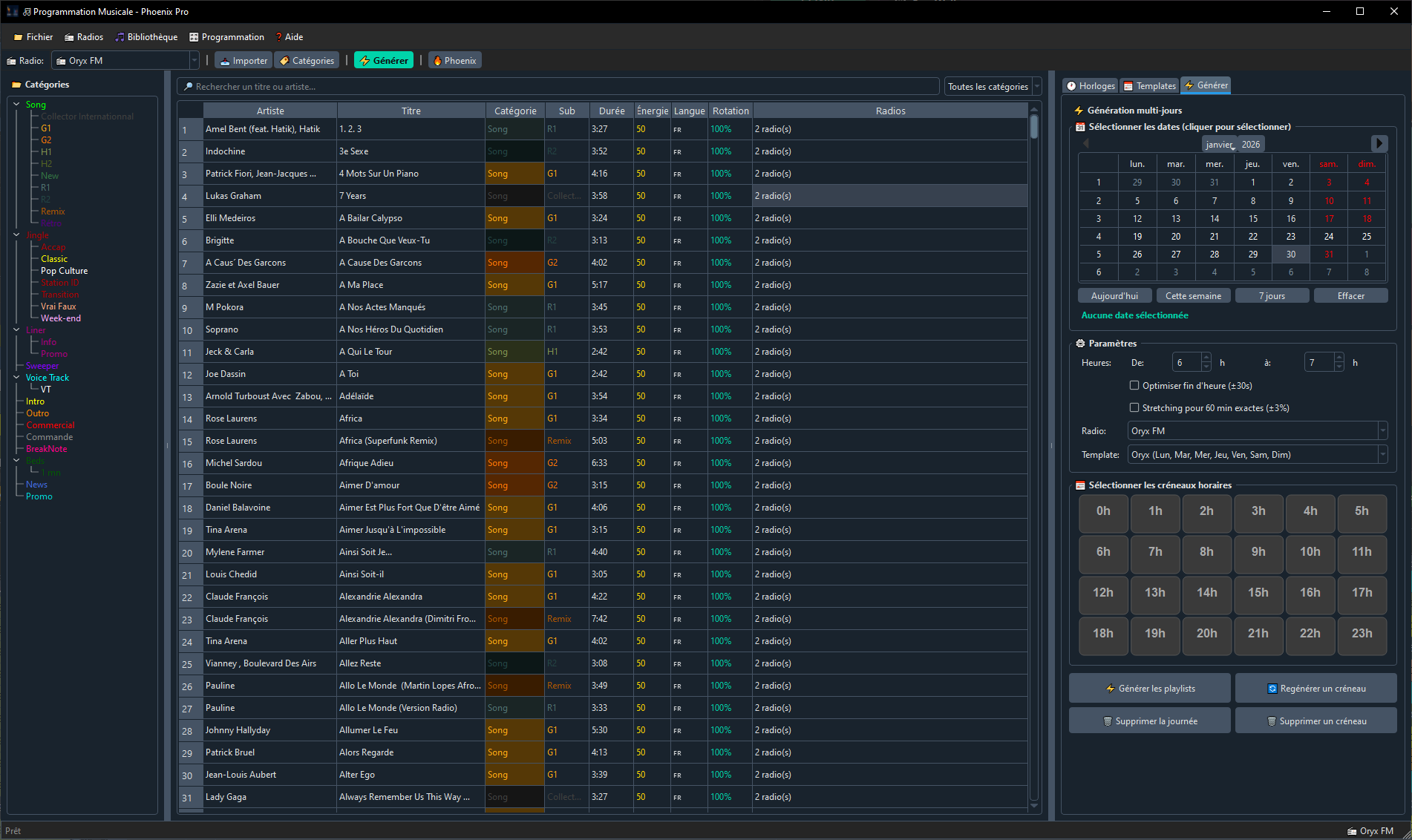 Onyx - Planification Musicale