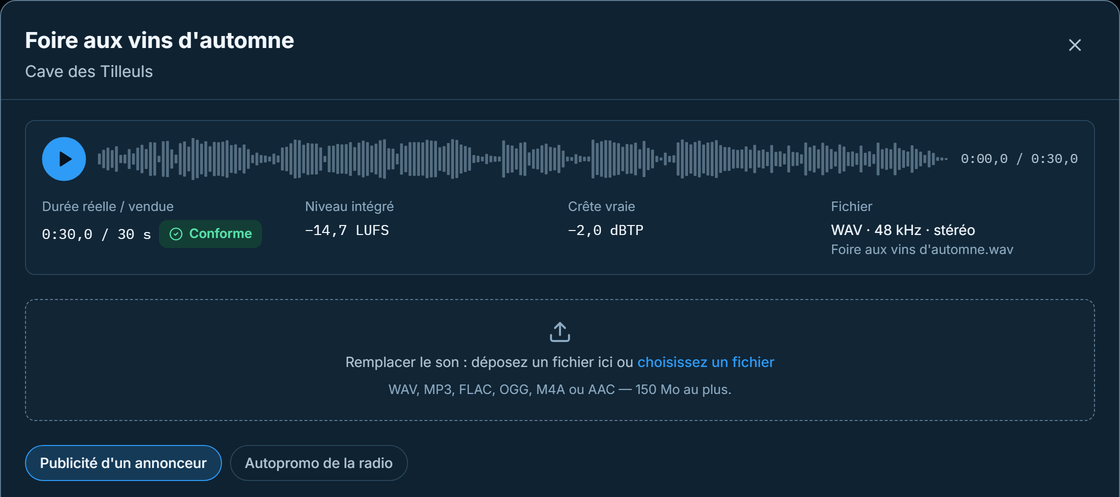 Analyse du son d'un message dans TRAFIX